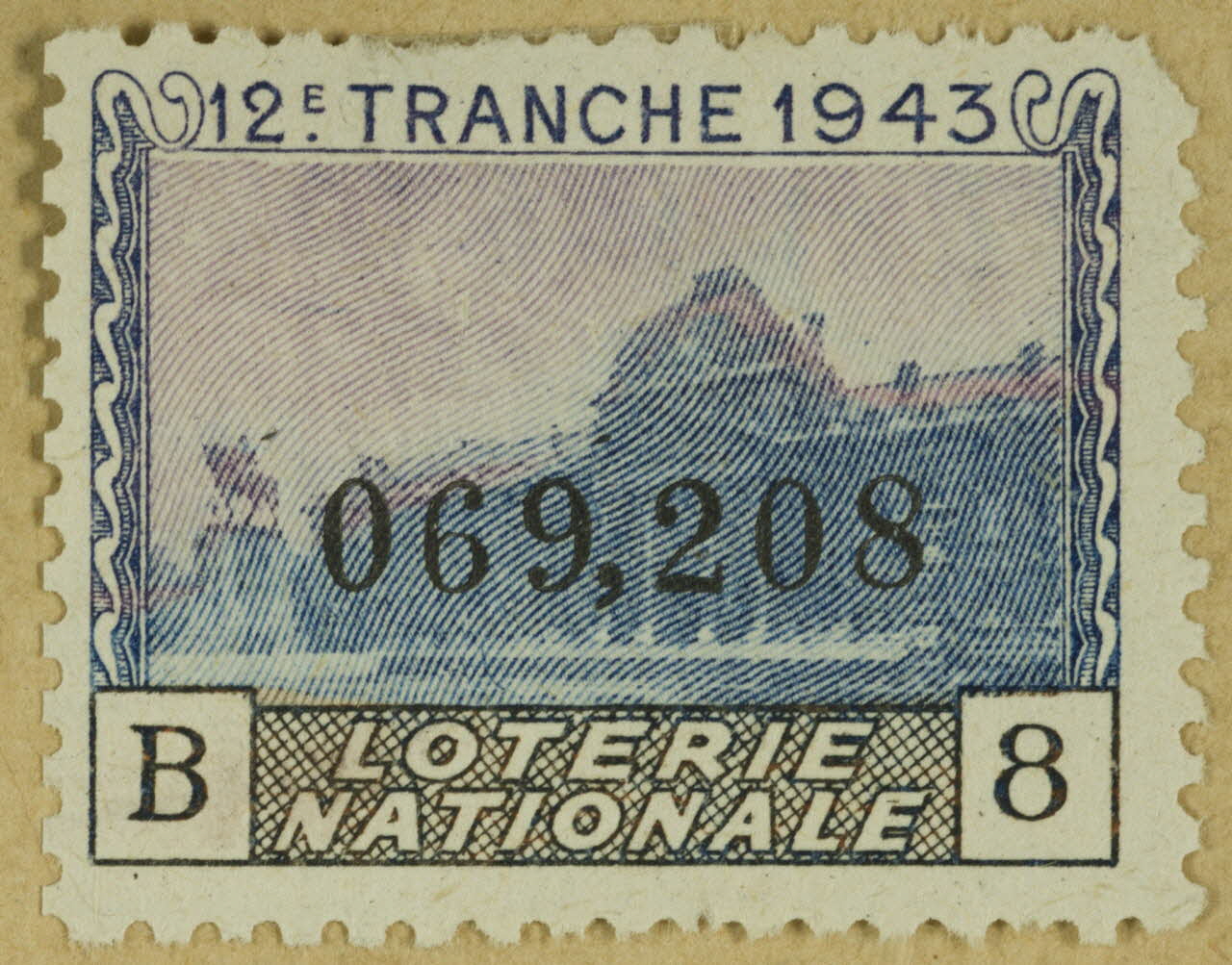 estampe 12E. TRANCHE 1943  LOTERIE  NATIONALE 1970.83.1126 Photo