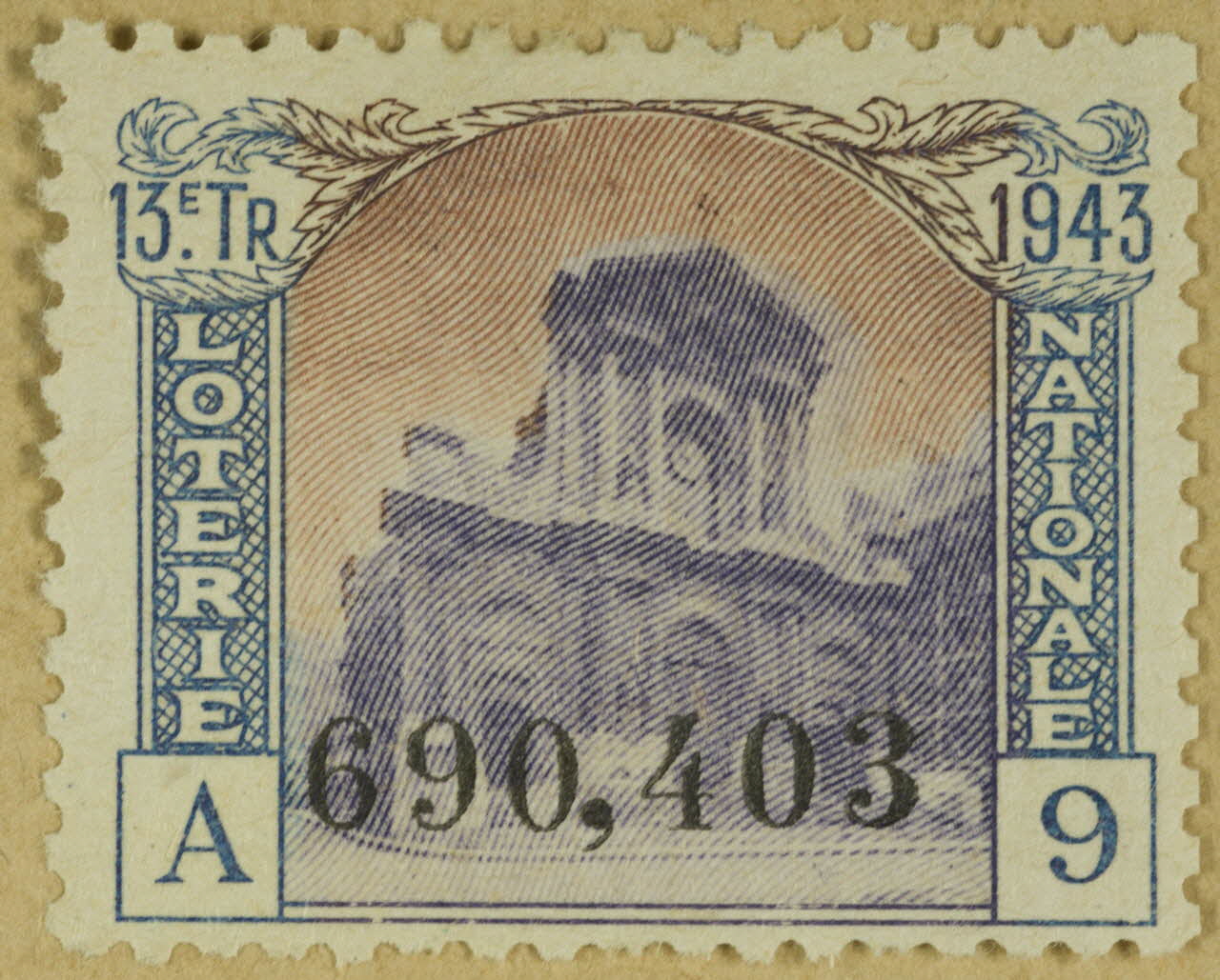 estampe 13E Tr. 1943  LOTERIE  NATIONALE 1970.83.1127 Photo