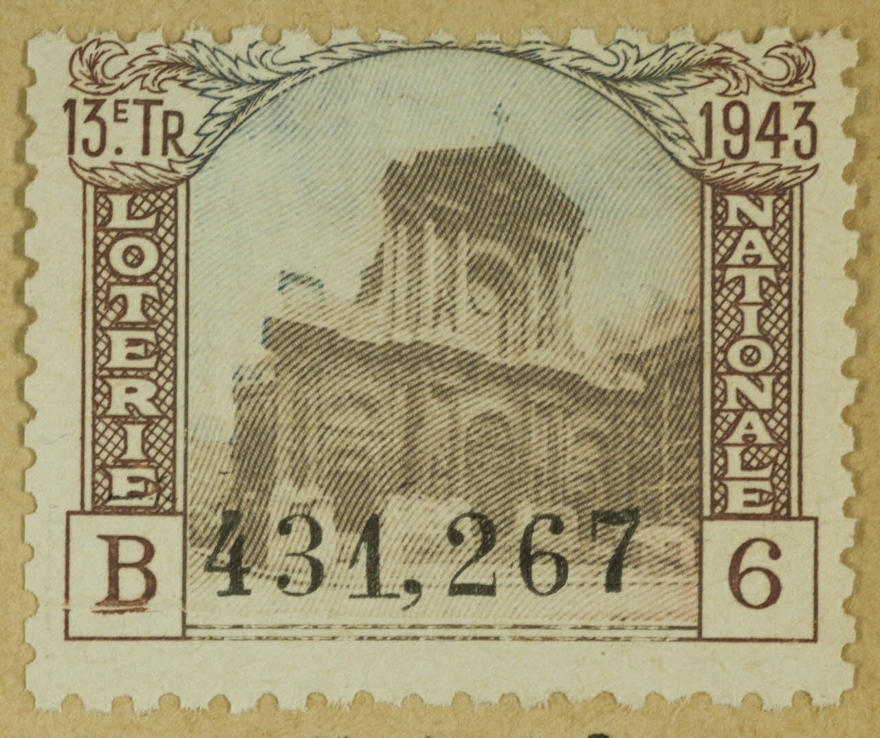 estampe 13E Tr. 1943  LOTERIE  NATIONALE 1970.83.1128 Photo