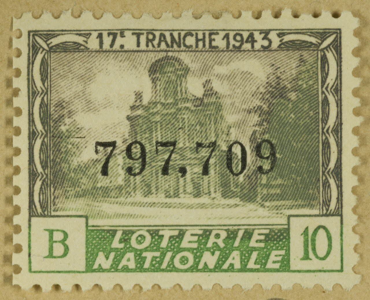 estampe 17E. TRANCHE 1943  LOTERIE  NATIONALE 1970.83.1136 Photo