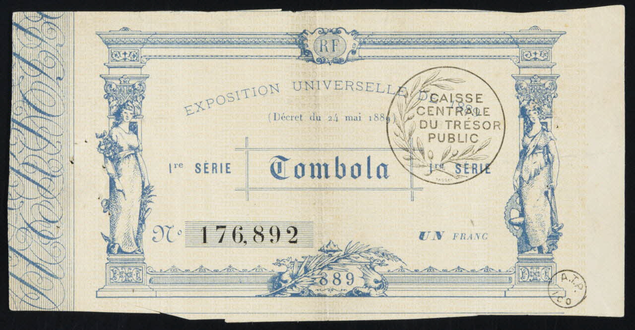 estampe EXPOSITION UNIVERSELLE DE 1889  (Décret du 24 mai 1889)  Tombola 1970.83.1200 Photo