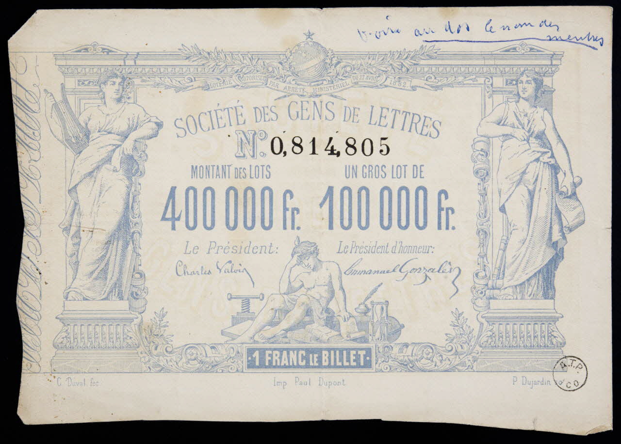 estampe SOCIETE DES GENS DE LETTRES 1970.83.1211 Photo