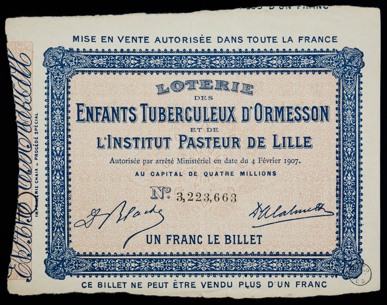 estampe LOTERIE  DES  ENFANTS TUBERCULEUX D'ORMESSON 1970.83.1220 Photo