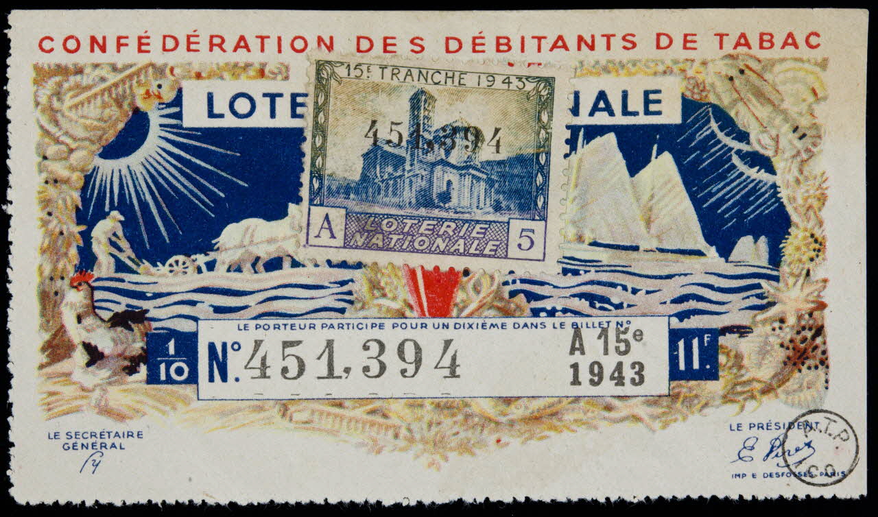E Desfossés estampe CONFEDERATION DES DEBITANTS DE TABAC  LOTERIE  NATIONALE Île-de-France, France 1943 1970.83.1266 Photo