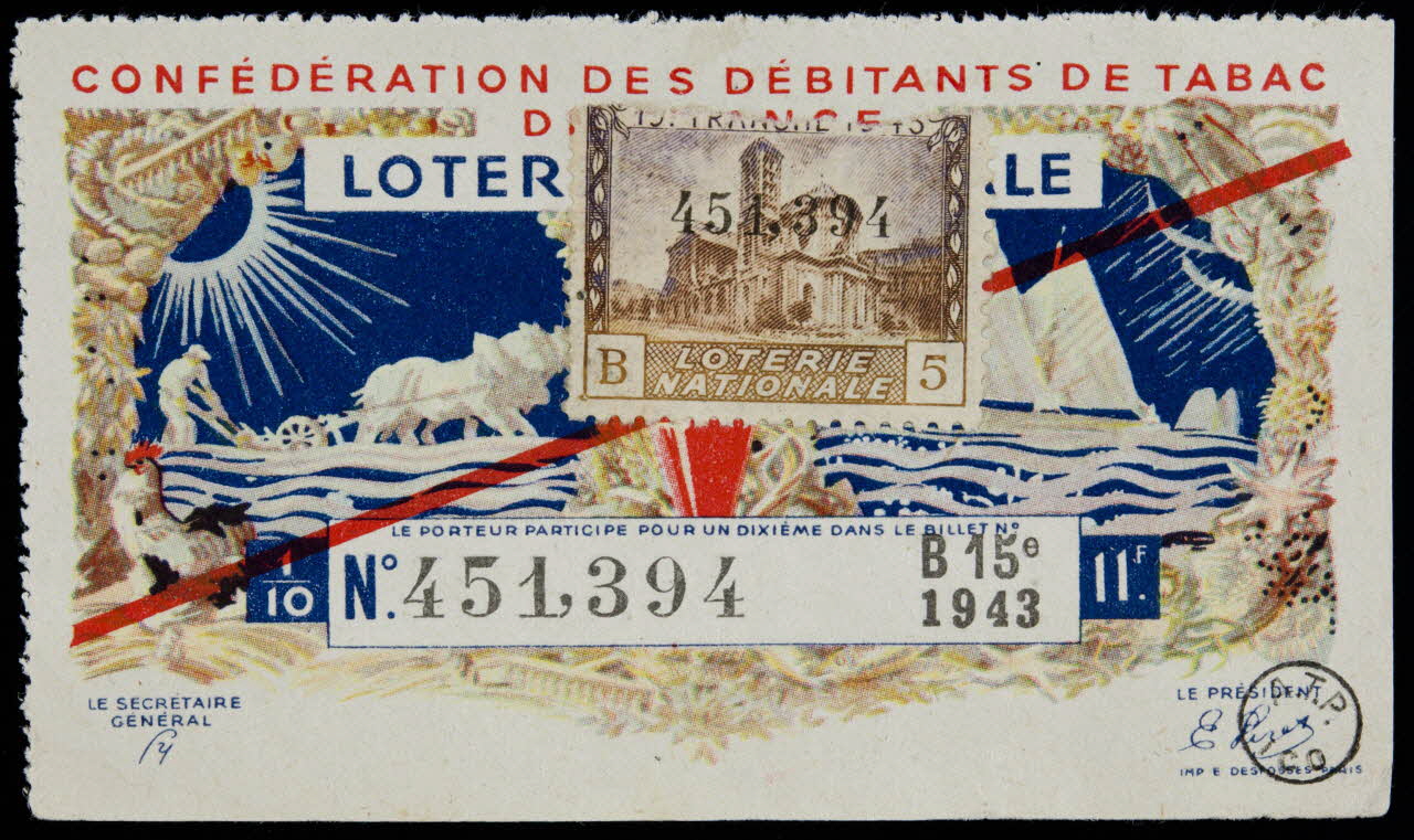 E Desfossés estampe CONFEDERATION DES DEBITANTS DE TABAC  LOTERIE  NATIONALE Île-de-France, France 1943 1970.83.1267 Photo