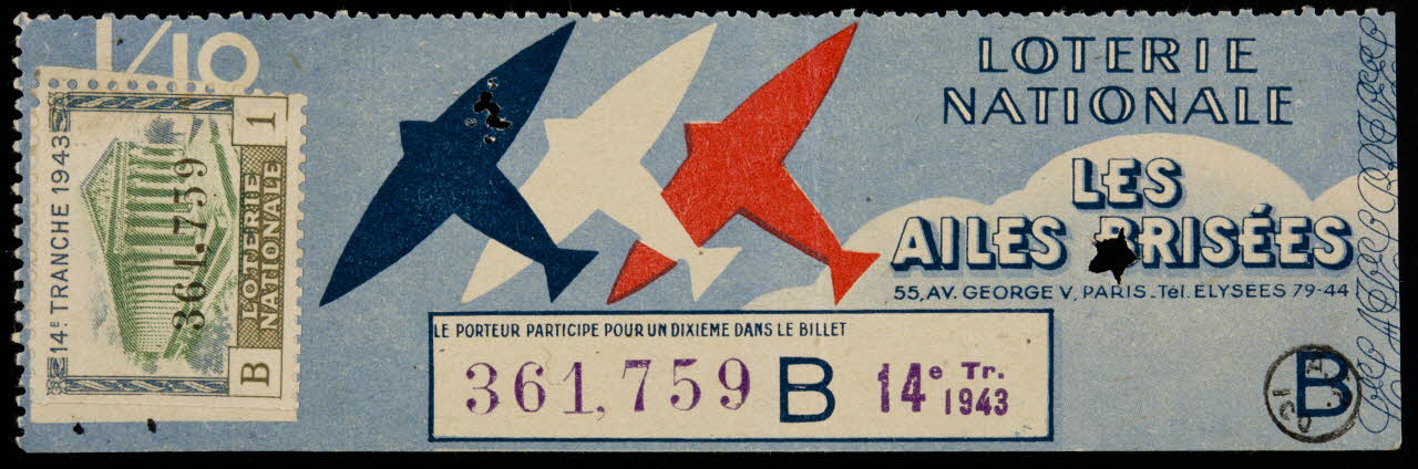 Blondel estampe LOTERIE  NATIONALE  LES  AILES BRISEES Île-de-France, France 1943 1970.83.1271 Photo