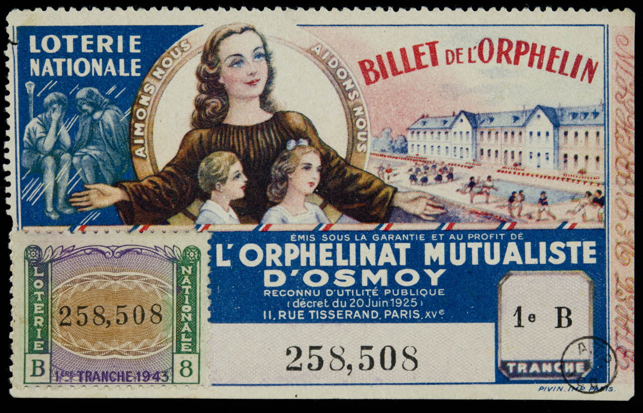 Pivin Thomas Vve estampe LOTERIE  NATIONALE  BILLET DE L'ORPHELIN 1943 1970.83.1272 Photo