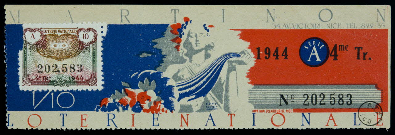 Eff. Omey ; Eclaireur De Nice estampe MARTINON  LOTERIE NATIONALE 1944 1970.83.1278 Photo