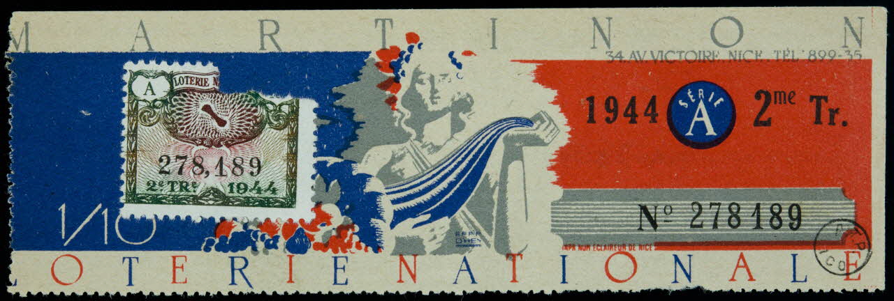 Eff. Omey ; Eclaireur De Nice estampe MARTINON  LOTERIE NATIONALE 1944 1970.83.1279 Photo