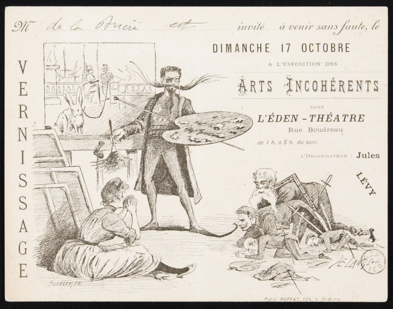 estampe Carton d'invitation au vernissage de l'exposition des Arts Incohérents 1970.83.128 Photo