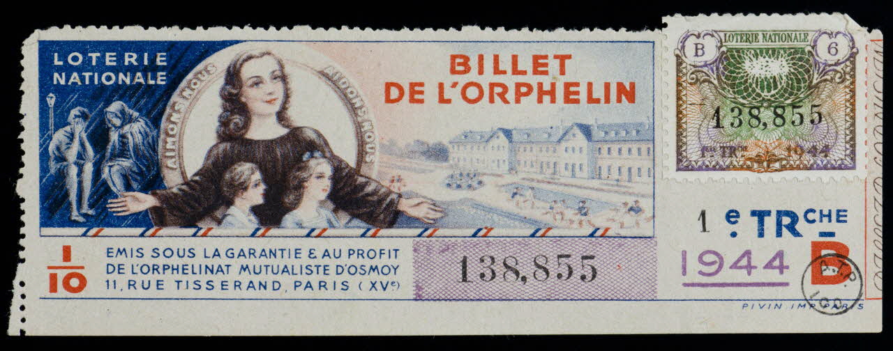 Pivin Thomas Vve estampe LOTERIE  NATIONALE  BILLET  DE L'ORPHELIN Île-de-France, France 1944 1970.83.1282 Photo