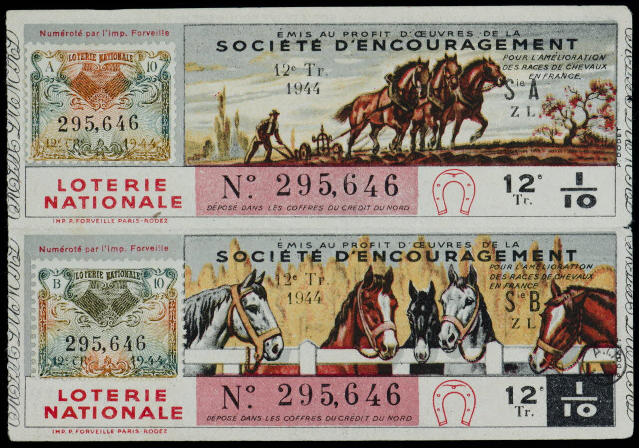 P Do ; P Forveille ; Roder estampe LOTERIE  NATIONALE Île-de-France, France 1944 1970.83.1285 Photo
