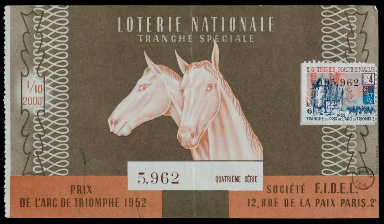 estampe LOTERIE NATIONALE  TRANCHE SPECIALE 1952 1970.83.1303 Photo
