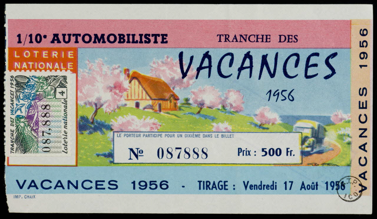 CHAIX estampe LOTERIE  NATIONALE  TRANCHE DES  VACANCES  1956 1956 1970.83.1310 Photo