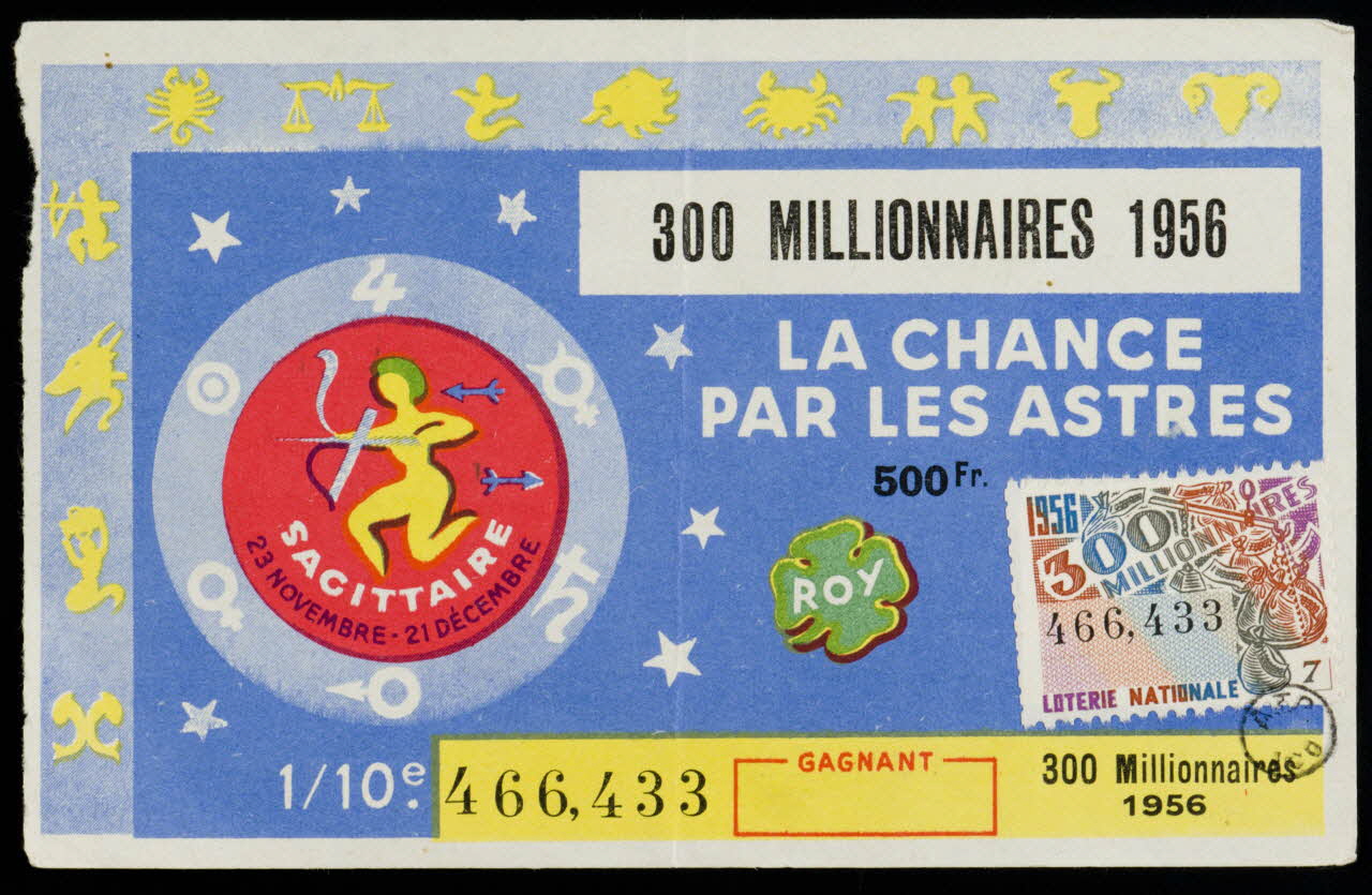 estampe 300 MILLIONNAIRES 1956  LA CHANCE  PAR LES ASTRES 1956 1970.83.1312 Photo