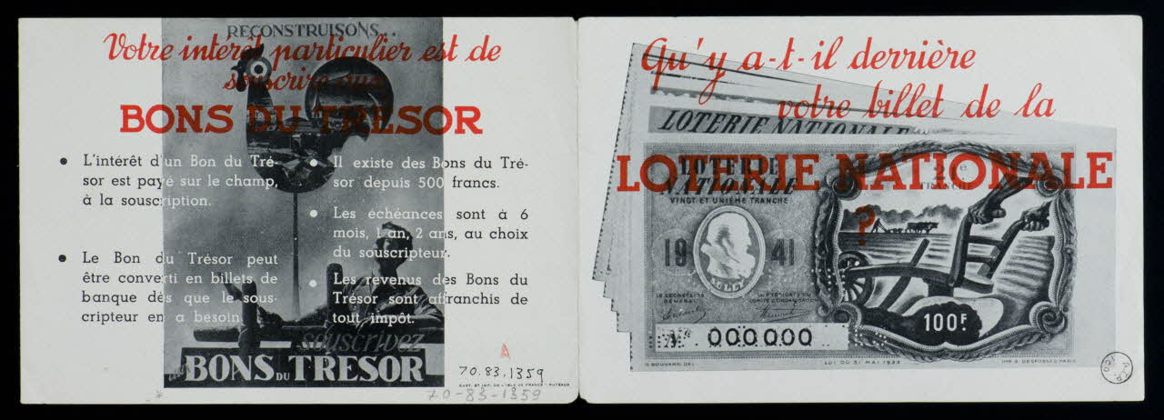 estampe Qu'y a-t-il derrière  votre billet de la  LOTERIE NATIONALE 1970.83.1359 Photo