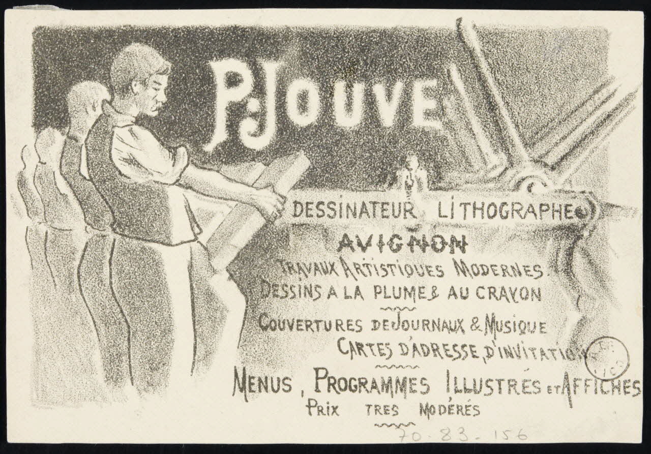 estampe P. JOUVE  DESSINATEUR LITHOGRAPHE  AVIGNON 1970.83.156 Photo