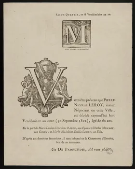 Moureau estampe Avis de décès 1802 1970.83.20 Photo