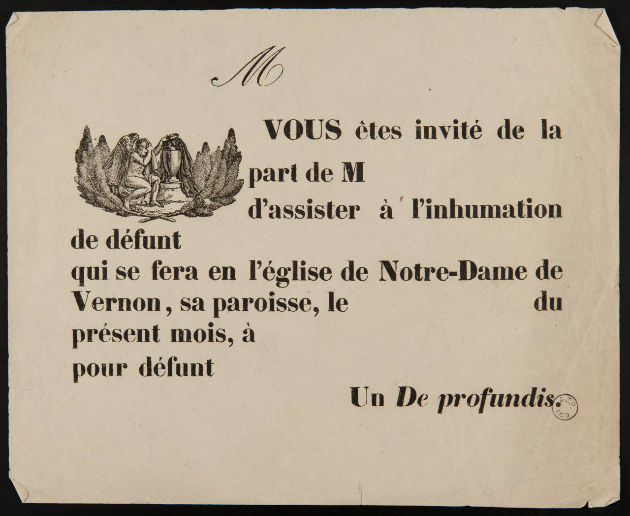 estampe Avis de décès 1970.83.23 Photo