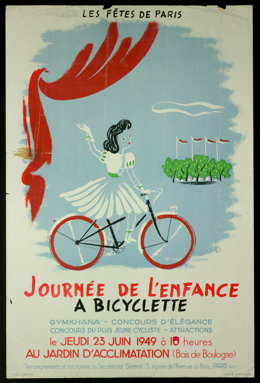 estampe LES FÊTES DE PARIS  JOURNEE DE L'ENFANCE  A BICYCLETTE 1970.83.256 Photo