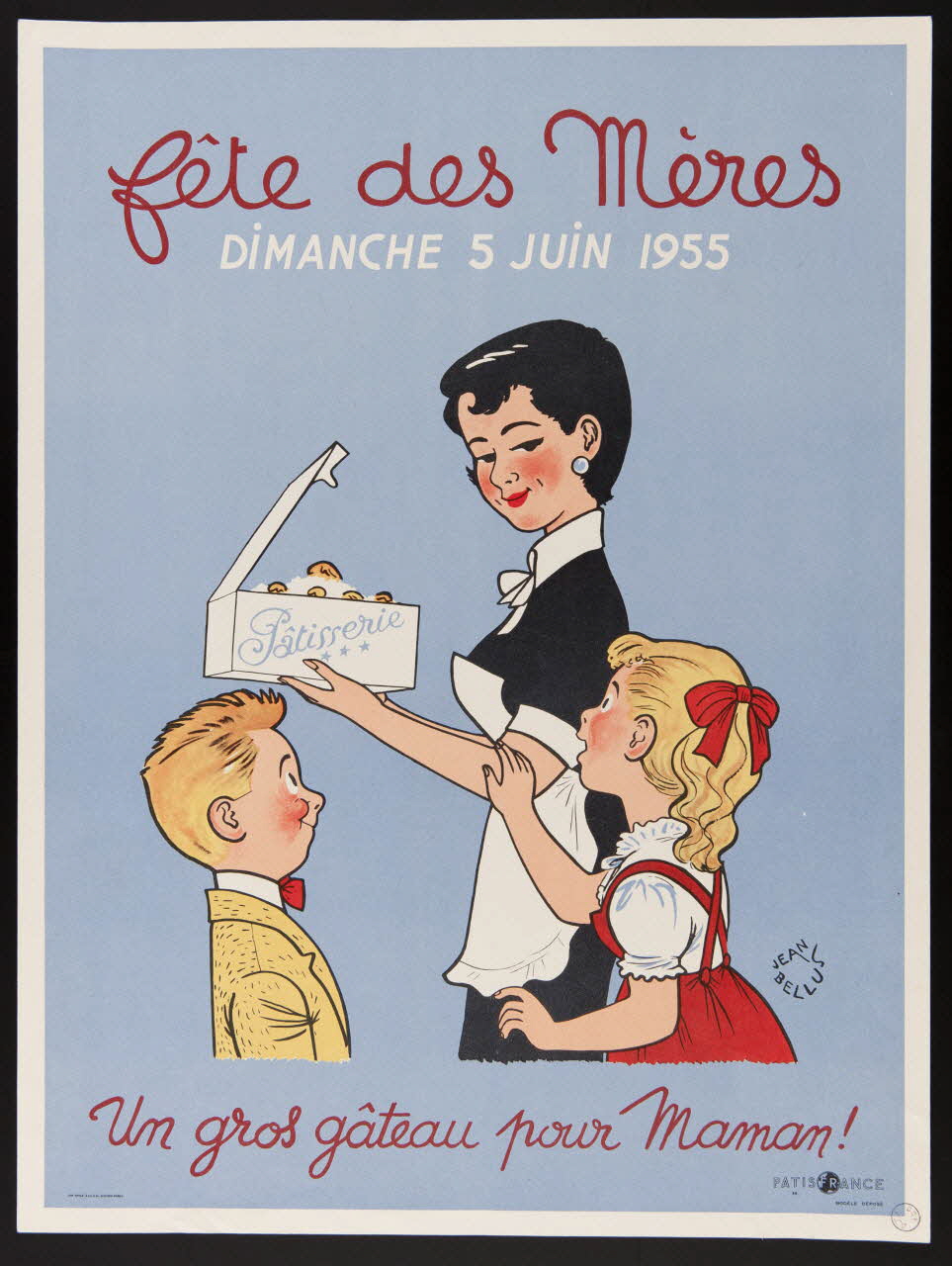 estampe fête des Mères  DIMANCHE 5 JUIN 1955  Un gros gâteau pour Maman ! 1970.83.259 Photo (c) Mucem