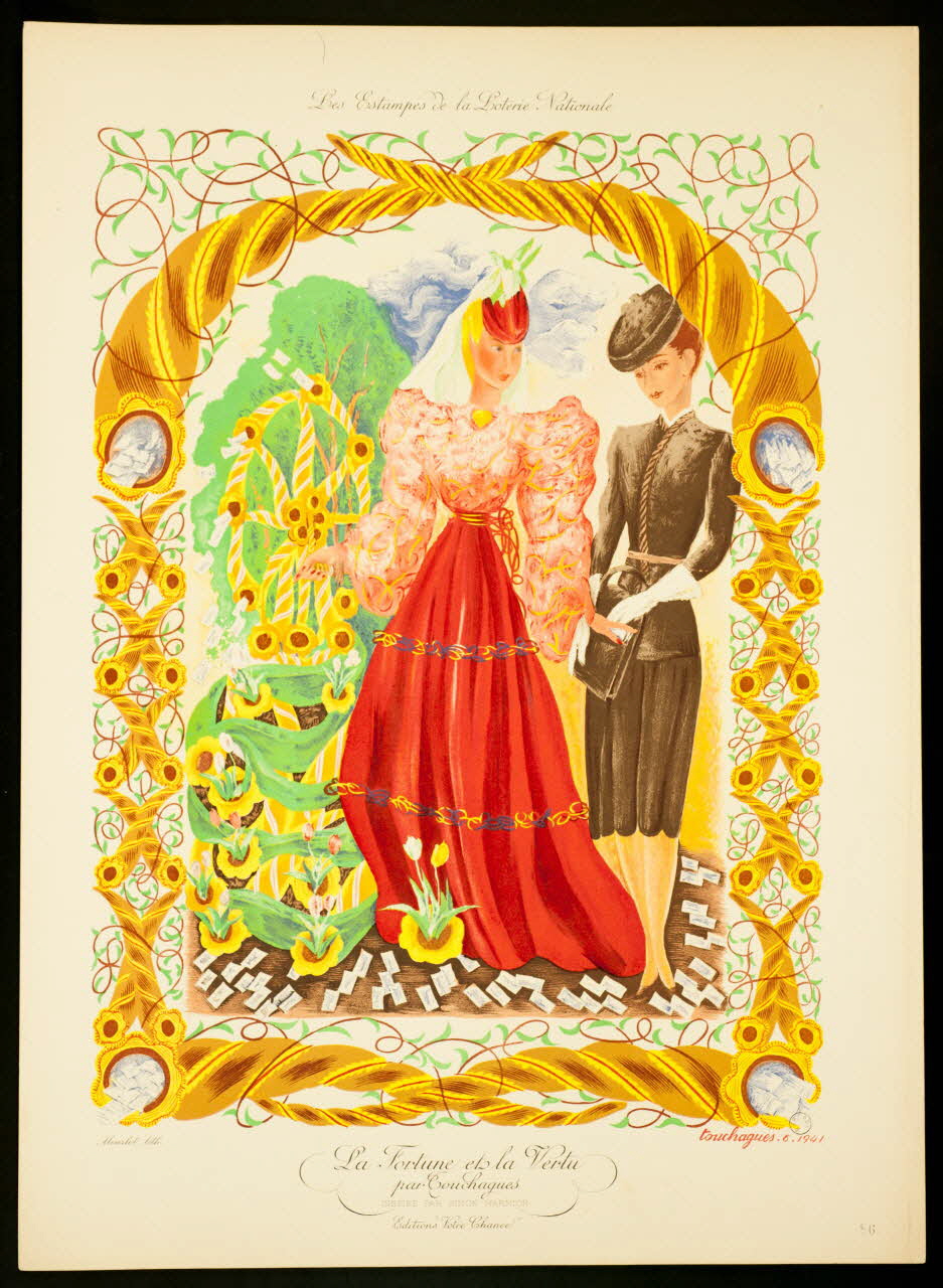 estampe Les Estampes de la Loterie Nationale  La Fortune et la Vertu  par Touchagues 1970.83.283 Photo