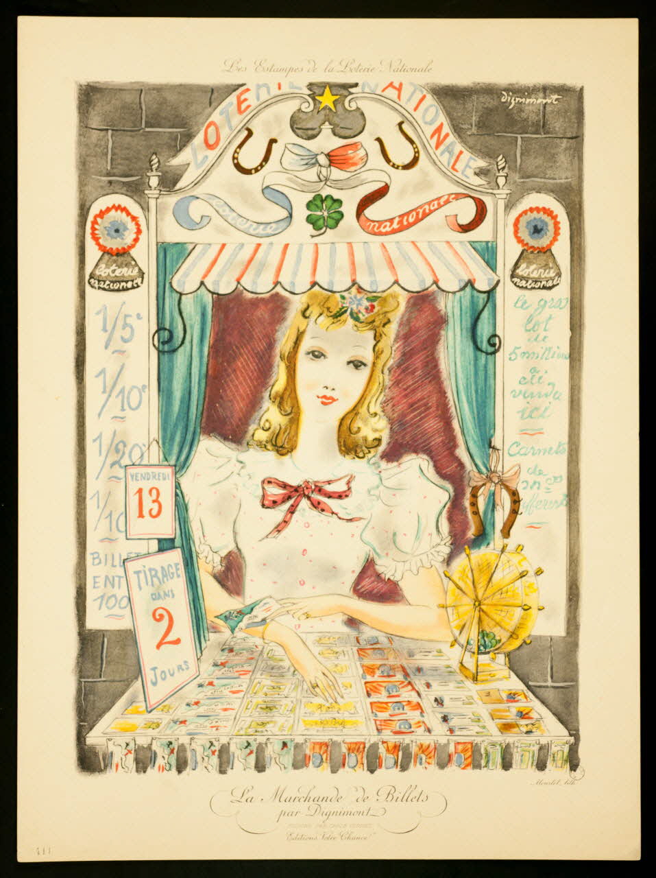 estampe Les Estampes de la Loterie Nationale  La Marchande de Billets  par Dignimont 1970.83.284 Photo