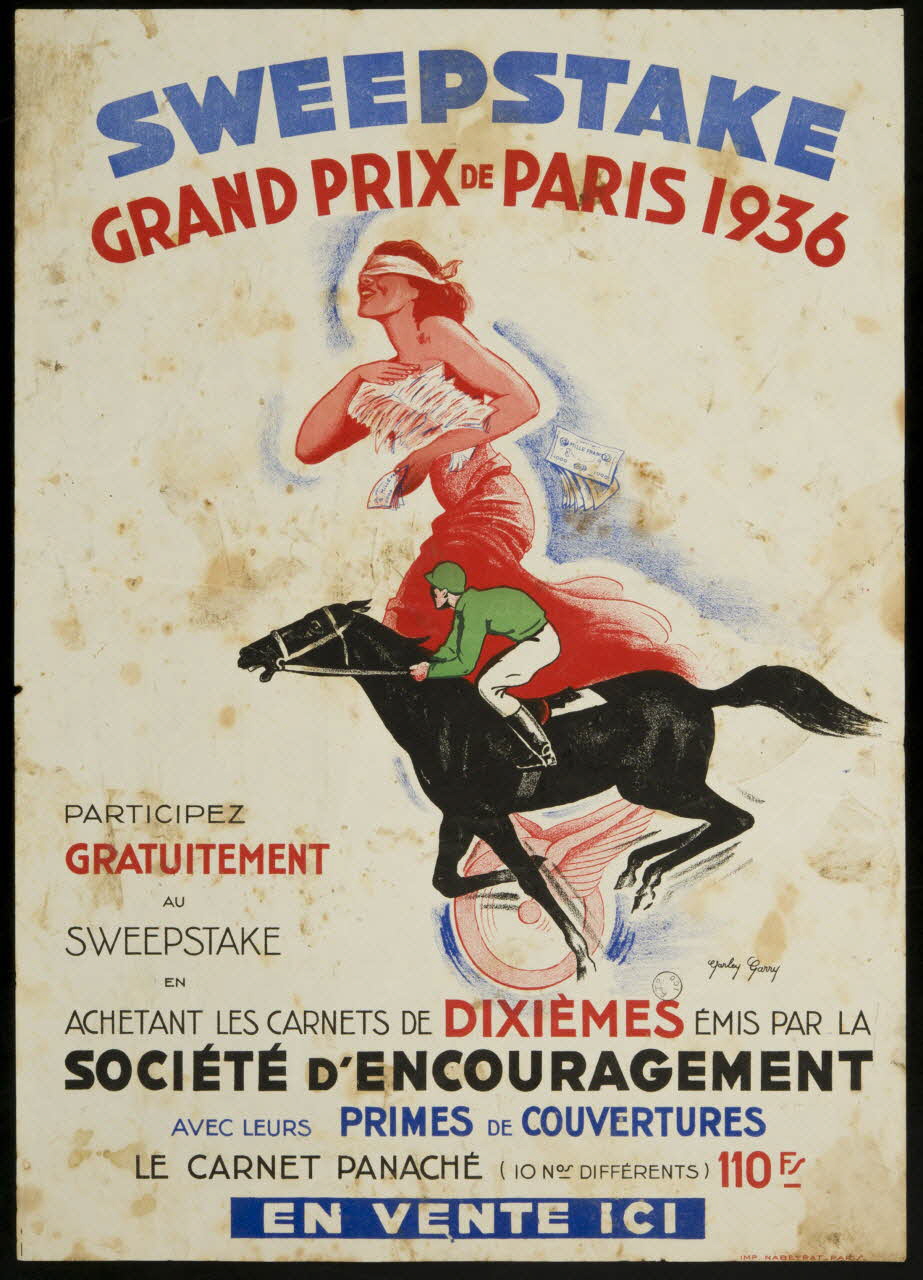 estampe SWEEPSTAKE  GRAND PRIX DE PARIS 1936 1970.83.294 Photo