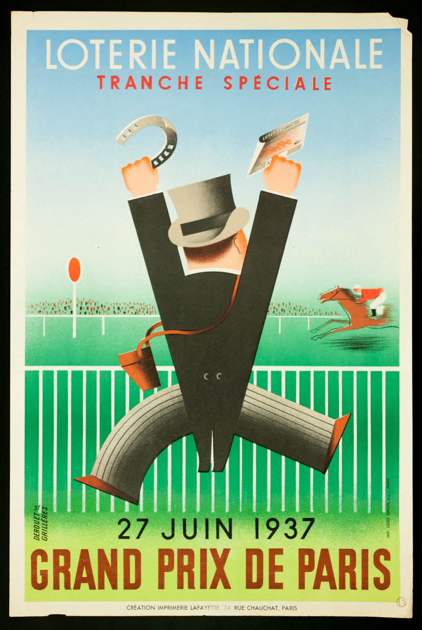 estampe LOTERIE NATIONALE  TRANCHE SPECIALE  27 JUIN 1937  GRAND PRIX DE PARIS 1970.83.297 Photo