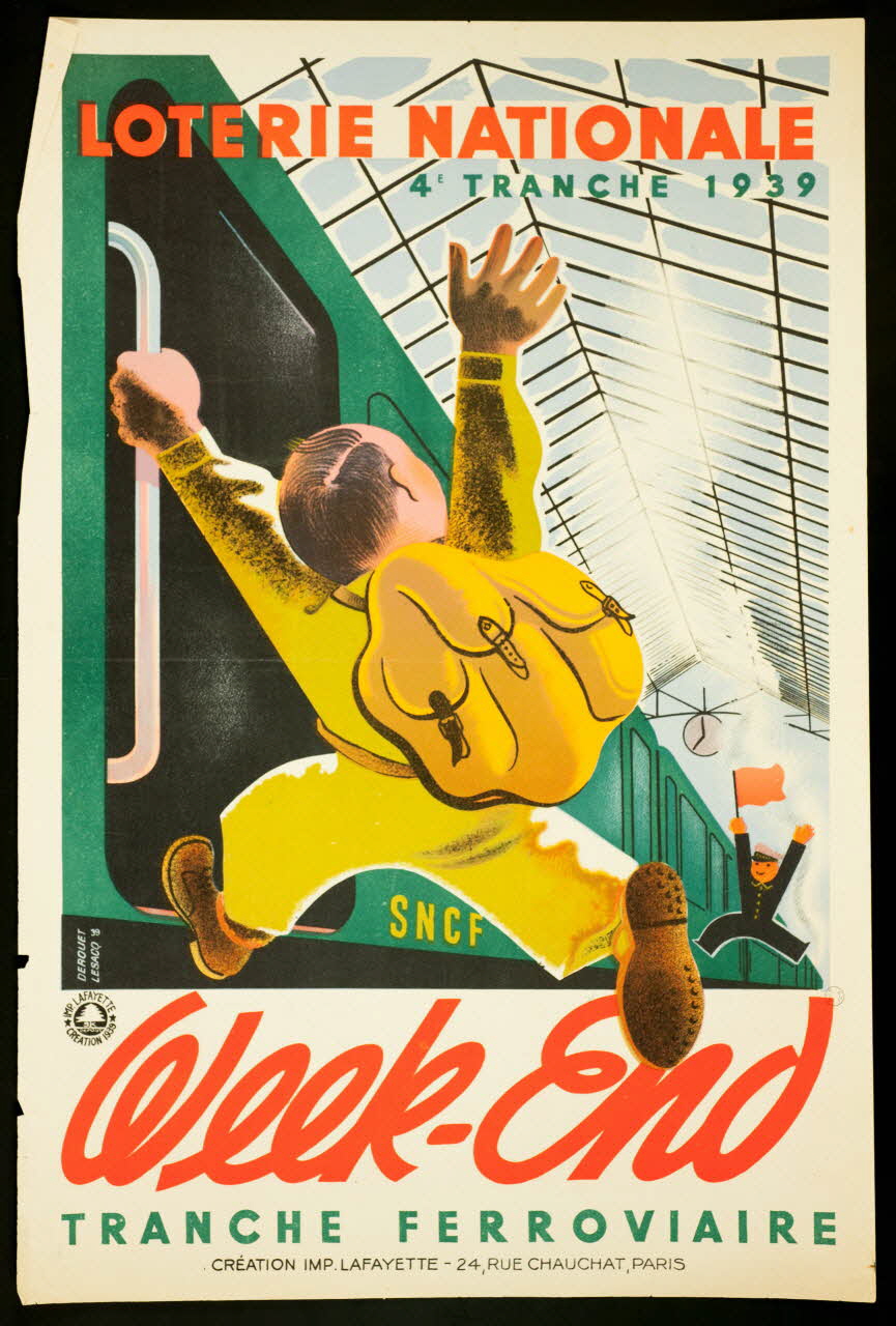estampe LOTERIE NATIONALE  4E TRANCHE 1939  Week-End  TRANCHE FERROVIAIRE 1970.83.300 Photo