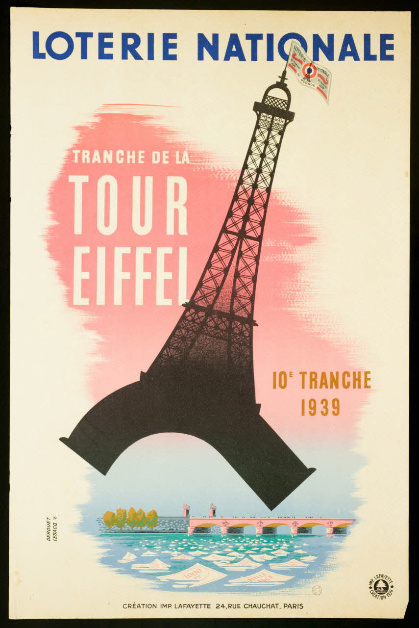 estampe LOTERIE NATIONALE  TRANCHE DE LA  TOUR  EIFFEL 1970.83.304 Photo
