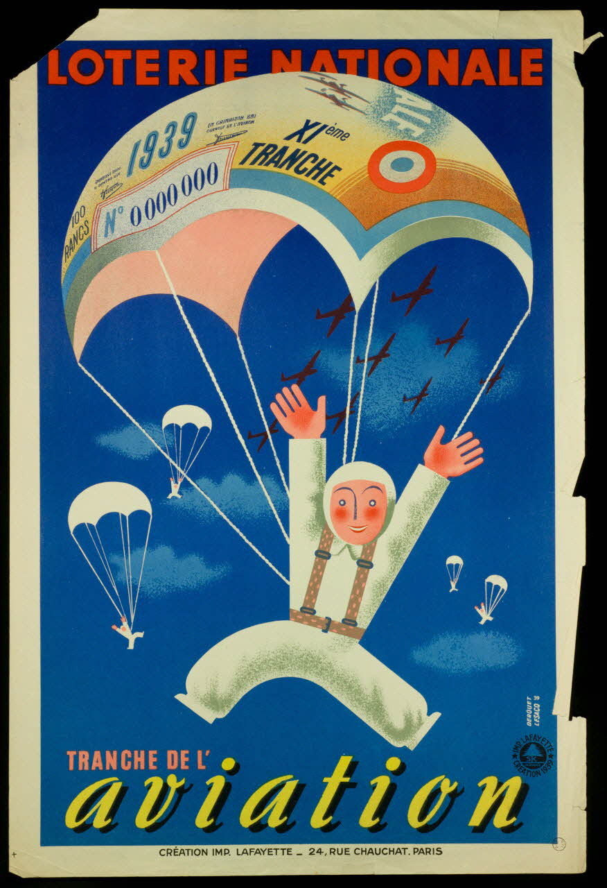 estampe LOTERIE NATIONALE  TRANCHE DE L'  aviation 1970.83.306 Photo