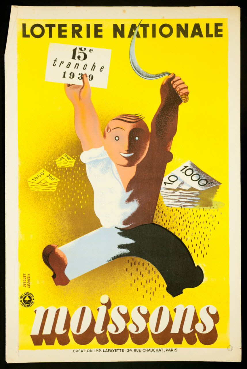 estampe LOTERIE NATIONALE  15e  tranche  1939  moissons 1970.83.310 Photo