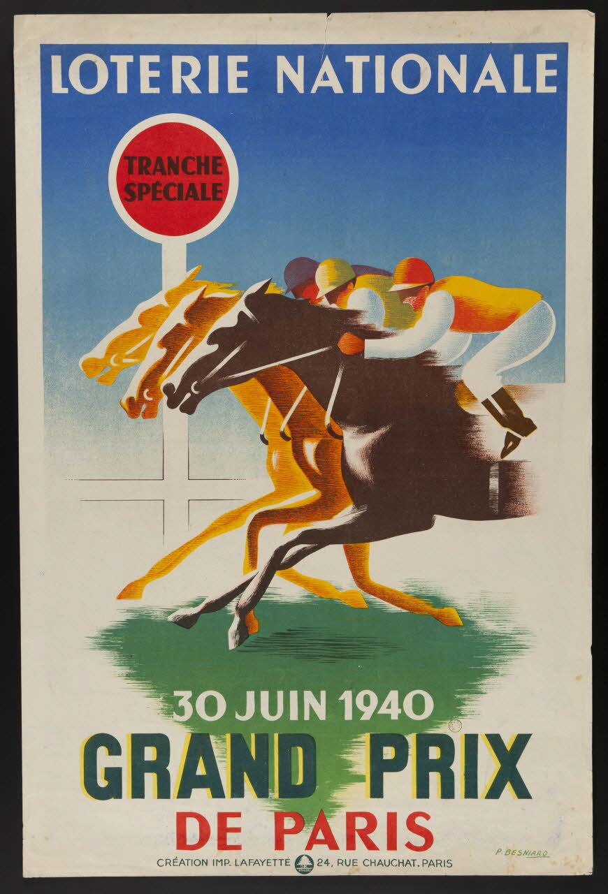 estampe LOTERIE NATIONALE  TRANCHE  SPECIALE  30 JUIN 1940  GRAND PRIX  DE PARIS 1970.83.323 Photo