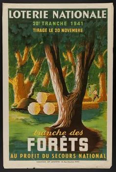 estampe LOTERIE NATIONALE  20E TRANCHE 1941  TIRAGE LE 20 NOVEMBRE  tranche des  FORÊTS  AU PROFIT DU SECOURS NATIONAL 1970.83.324 Photo