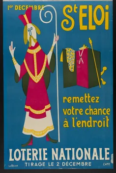 estampe Ier DECEMBRE  St ELOI  remettez  votre chance  à l'endroit  LOTERIE NATIONALE  TIRAGE LE 2 DECEMBRE 1970.83.339 Photo