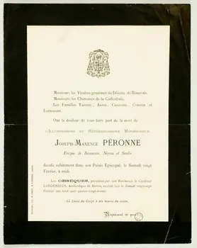 D Père ; A Cartier estampe Faire-part de décès Picardie, France 1892 1970.83.34 Photo
