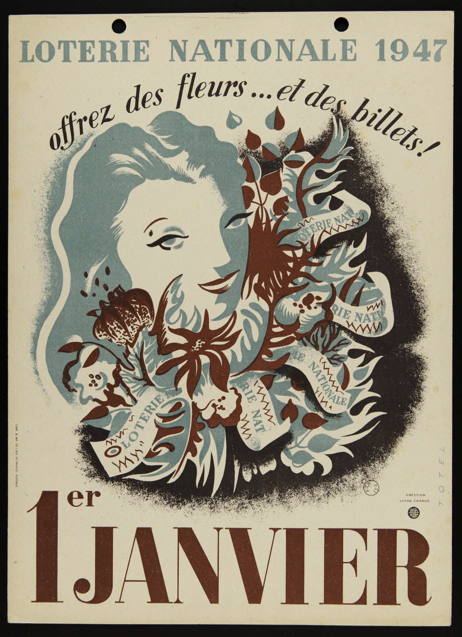 Totel ; Cart. et imp. de l'isle de France ; création votre chance (é affiche 1er JANVIER Puteaux 1947 1970.83.360 Photo