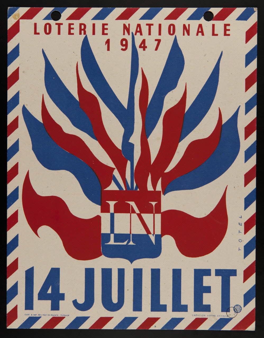 estampe LOTERIE NATIONALE  1947  14 JUILLET 1970.83.363 Photo