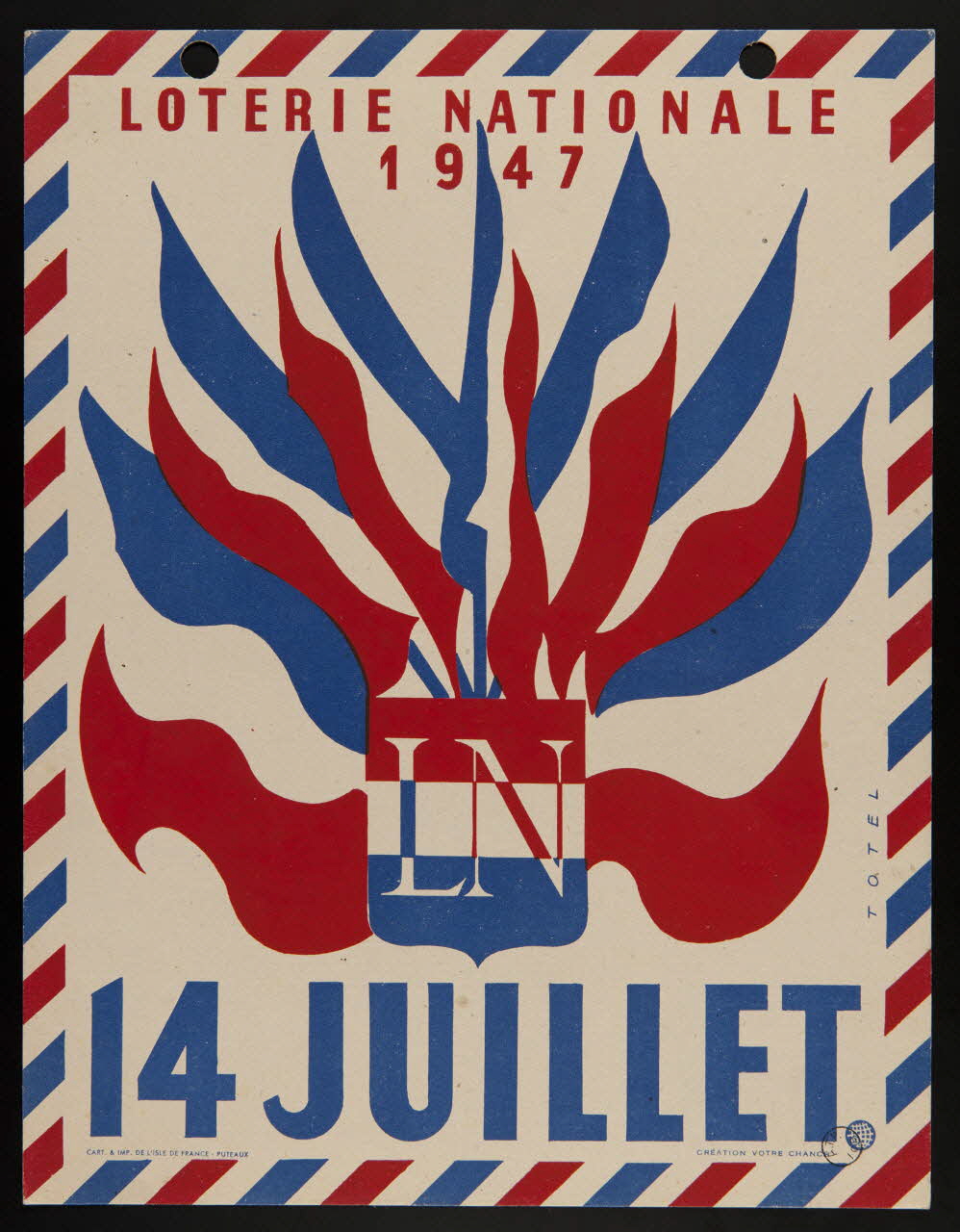 estampe LOTERIE NATIONALE  1947  14 JUILLET 1970.83.364 Photo