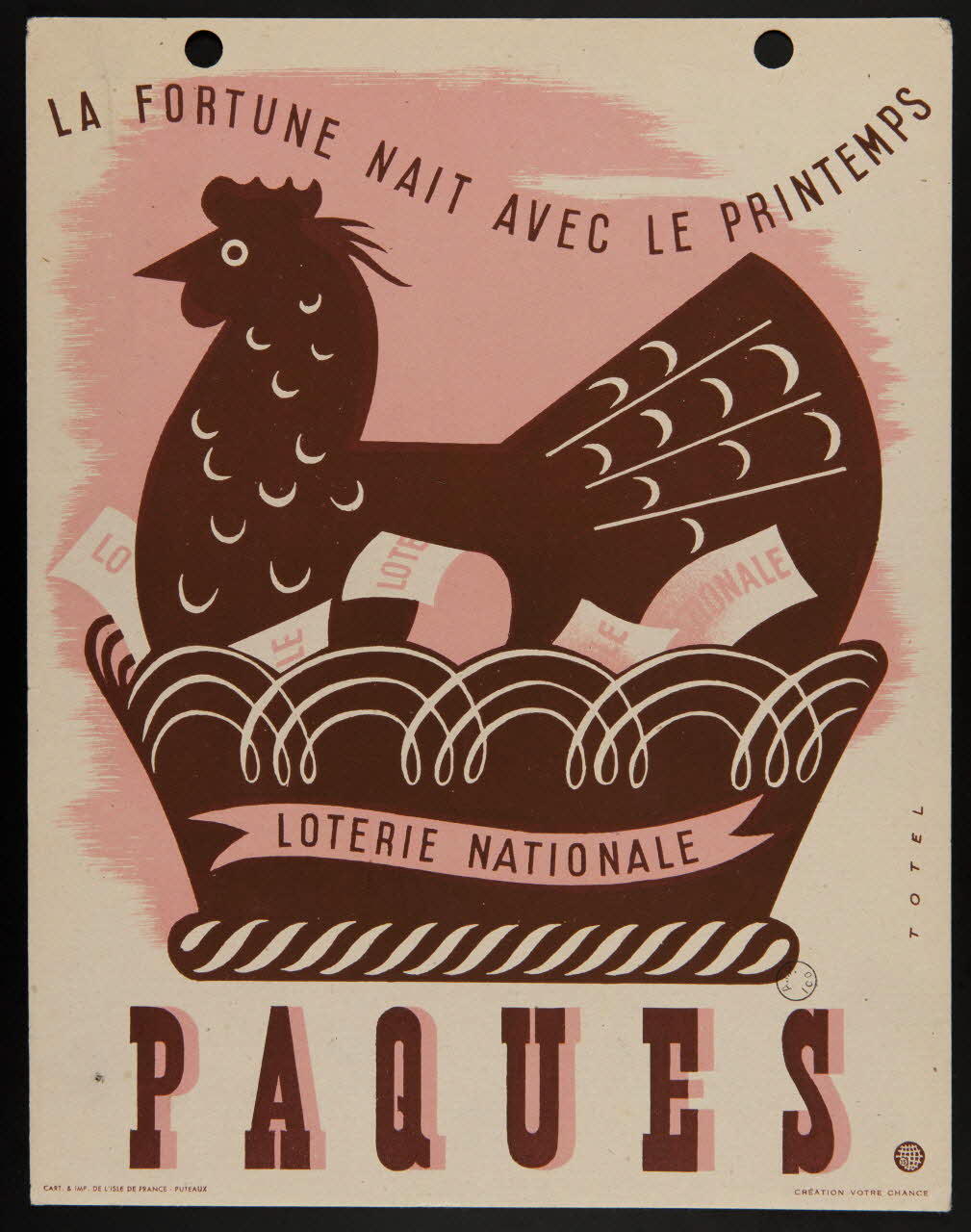 estampe LA FORTUNE NAIT AVEC LE PRINTEMPS  LOTERIE NATIONALE  PAQUES 1970.83.374 Photo
