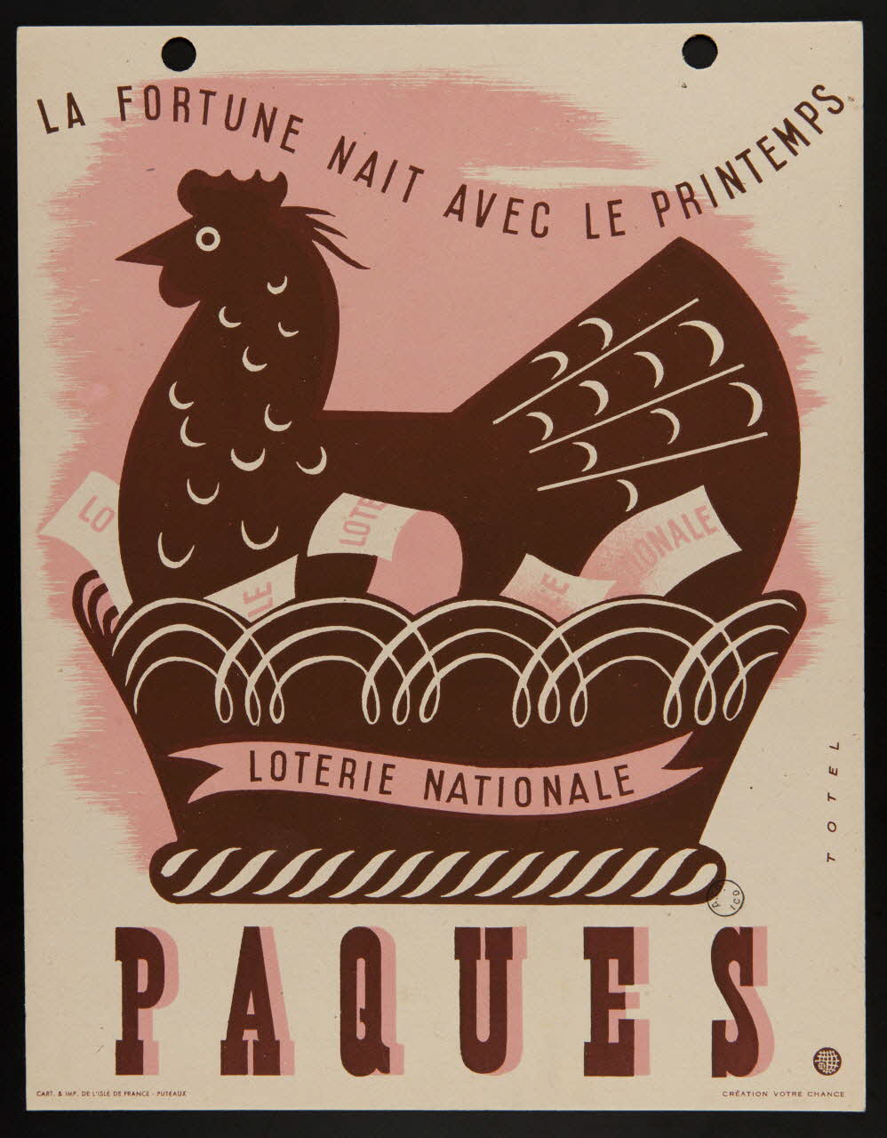 estampe LA FORTUNE NAIT AVEC LE PRINTEMPS  LOTERIE NATIONALE  PAQUES 1970.83.375 Photo