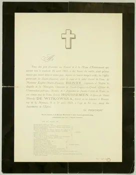 E Prost estampe Avis de funérailles de Monsieur Eugène-Marie-François Henry Bretagne, France 1903 1970.83.38 Photo