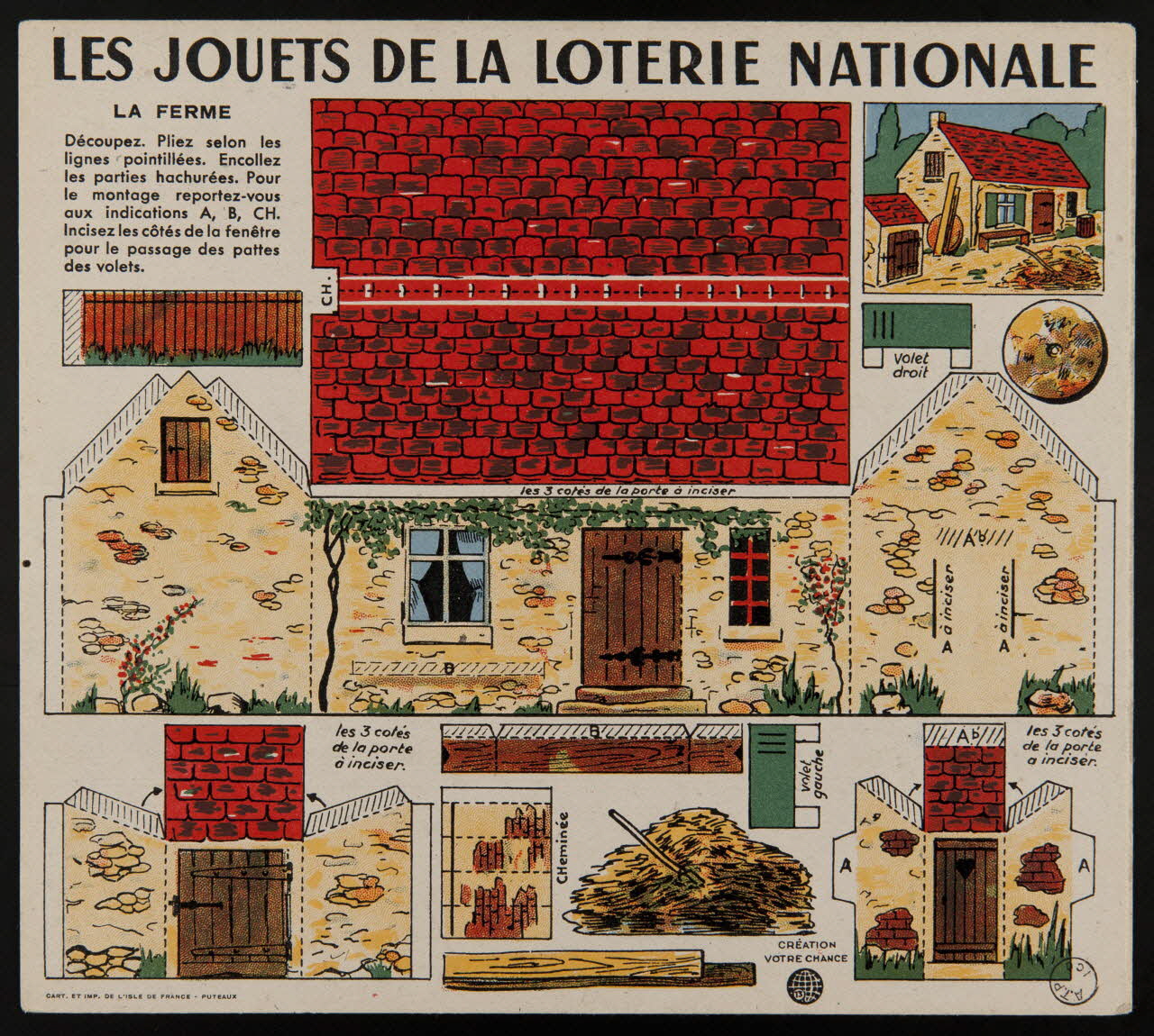 estampe LES JOUETS DE LA LOTERIE NATIONALE  LA FERME 1970.83.382 Photo
