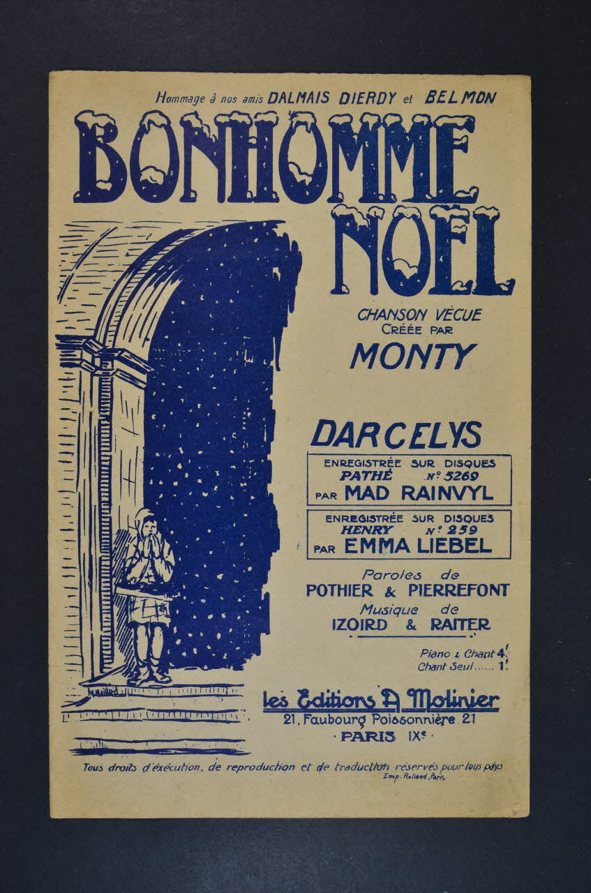 Louis Izoird ; Léon Raiter ; Charles-Louis Pothier ; Pierrefont ; Monty ; A. Molinier chanson petit format 1924 1966.203.47 Photo Mucem