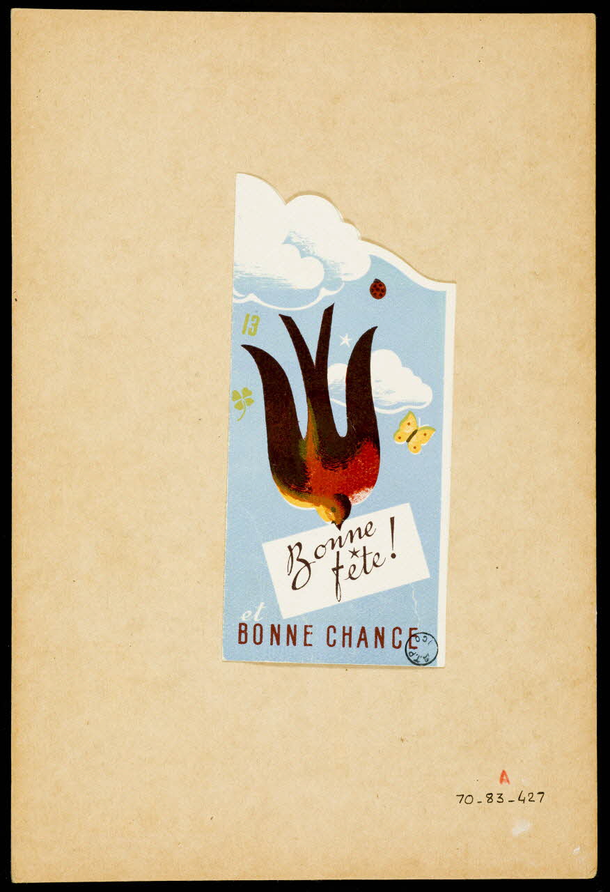 estampe Bonne  fête!  et  BONNE CHANCE 1970.83.427 Photo