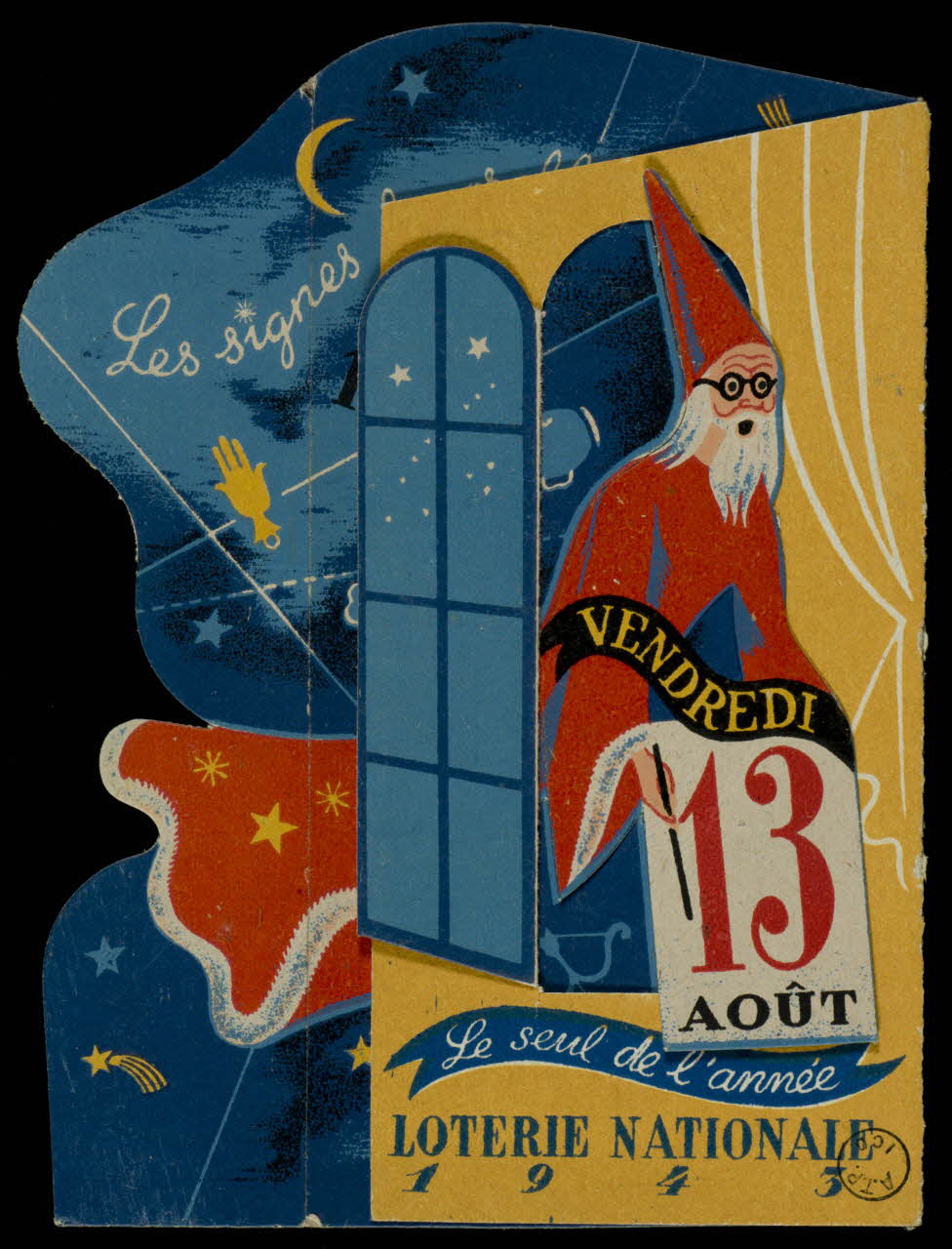 estampe VENDREDI  13  AOÛT  Le seul de l'année  LOTERIE NATIONALE  1943 1970.83.435 Photo