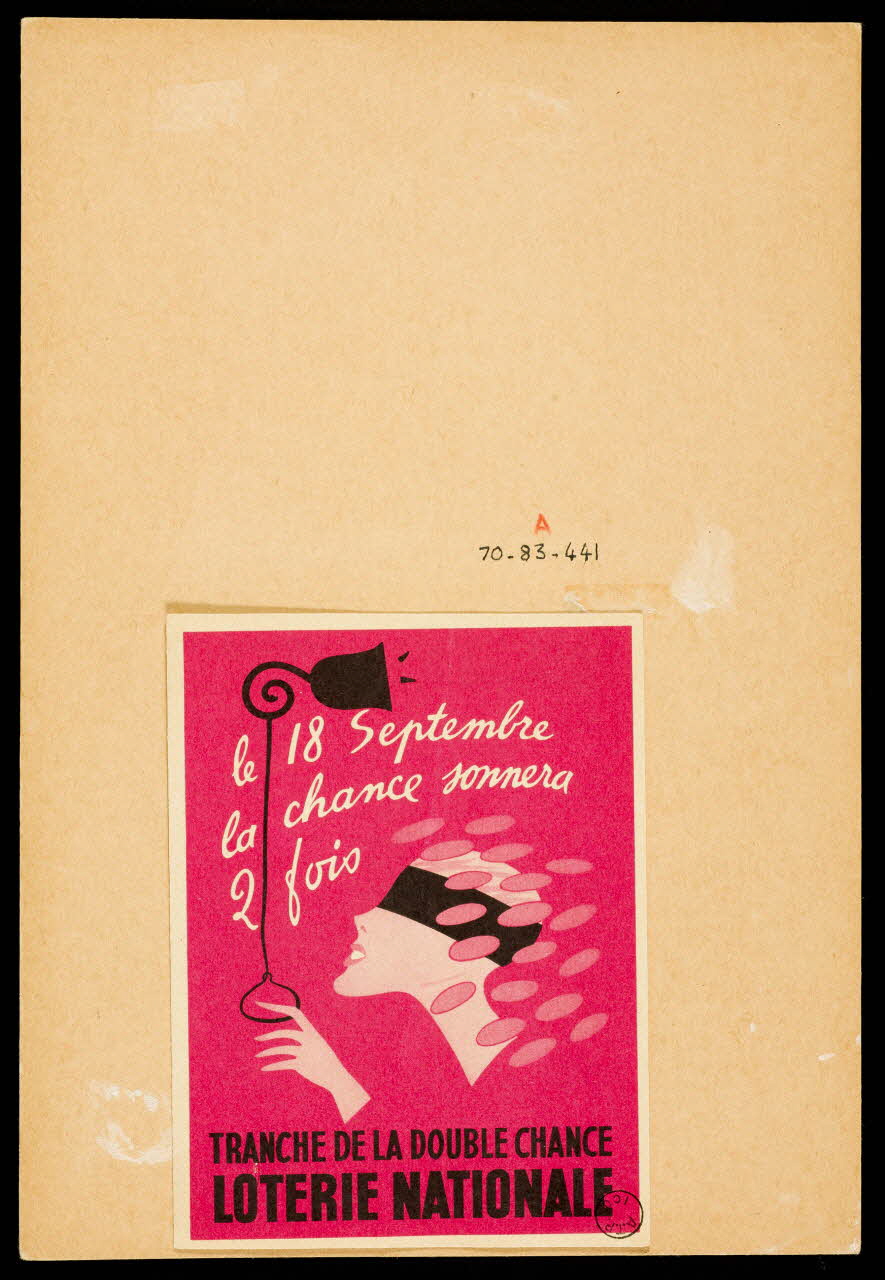 estampe TRANCHE DE LA DOUBLE CHANCE  LOTERIE NATIONALE 1970.83.441 Photo