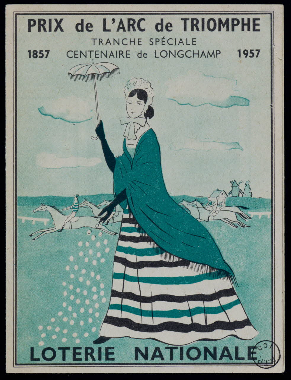 estampe PRIX de L'ARC de TRIOMPHE  TRANCHE SPECIALE  1857 CENTENAIRE de LONGCHAMP 1957 1970.83.446 Photo