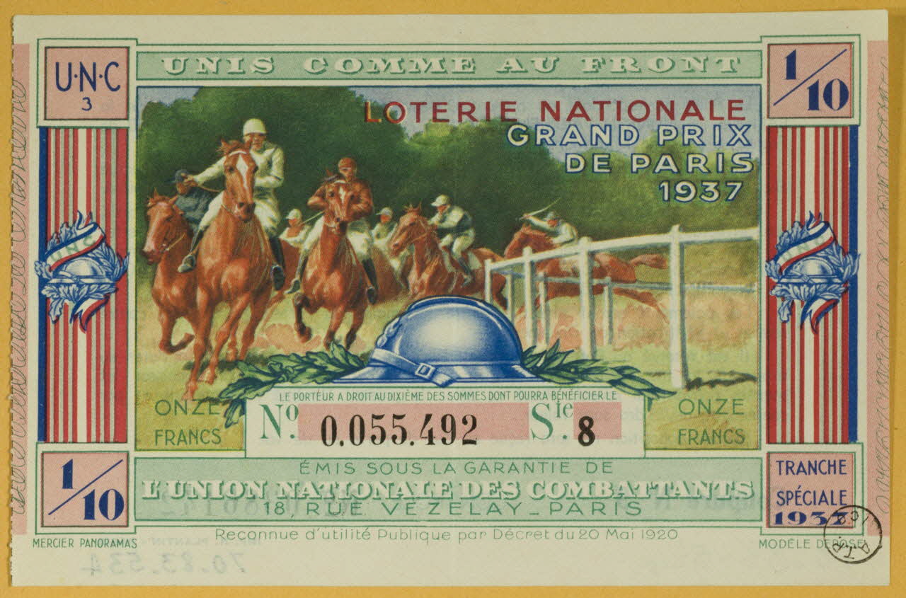 estampe "UNIS COMME AU FRONT" LOTERIE NATIONALE 1970.83.534 Photo